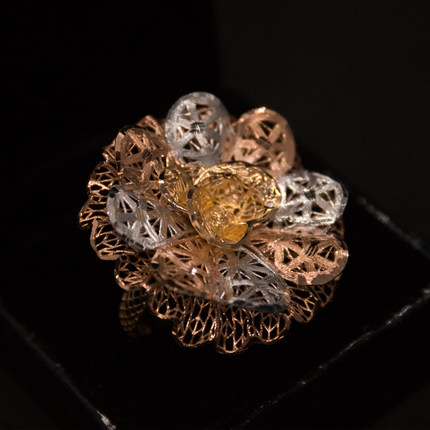 Mahua - Tricolor Floral Cocktail Ring