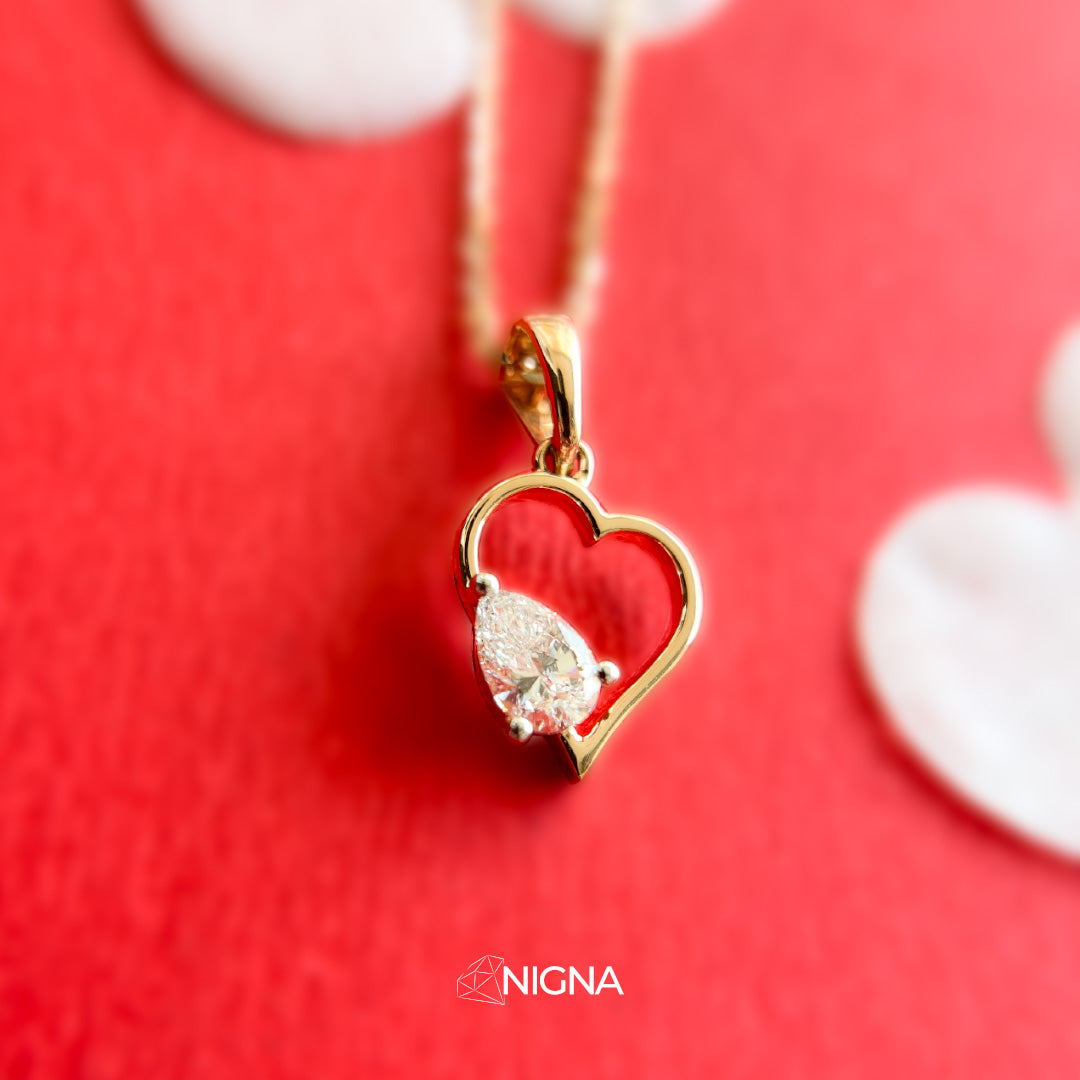 Preet - Yellow Gold Heart Pendant with Lab Grown Diamond