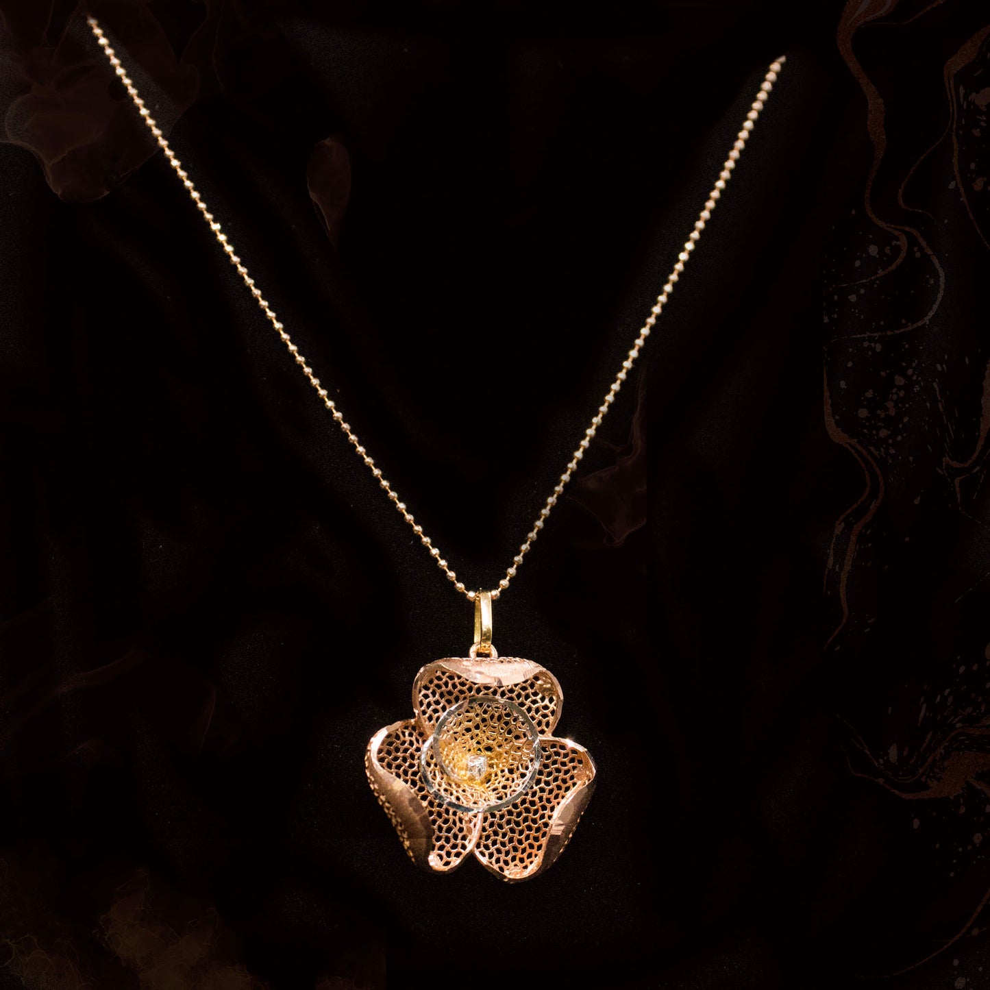 Sumaira - 3 Tone Gold Pendant with chain